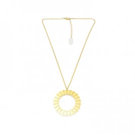 Collier mi long pendentif ALMA laiton doré C05