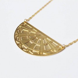collier fin pendentif geometrique art deco alma vous mademoiselle laiton dore or fin 24 carats