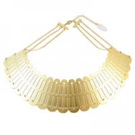 collier plastron art deco geometrique laiton dore or fin 24 carats alma vous mademoiselle