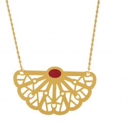 Collier grand pendentif doré Vera